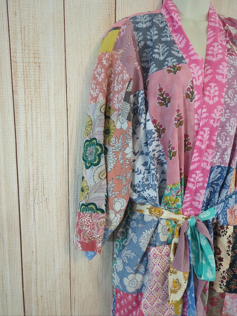 Patchwork Multicolored Granny Kimo/ Jacket/ Robe Boho - Picture 4 of 12
